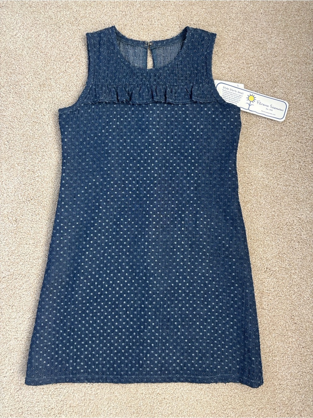 NWT Florence Eiseman lined denim ruffle dress, size 10